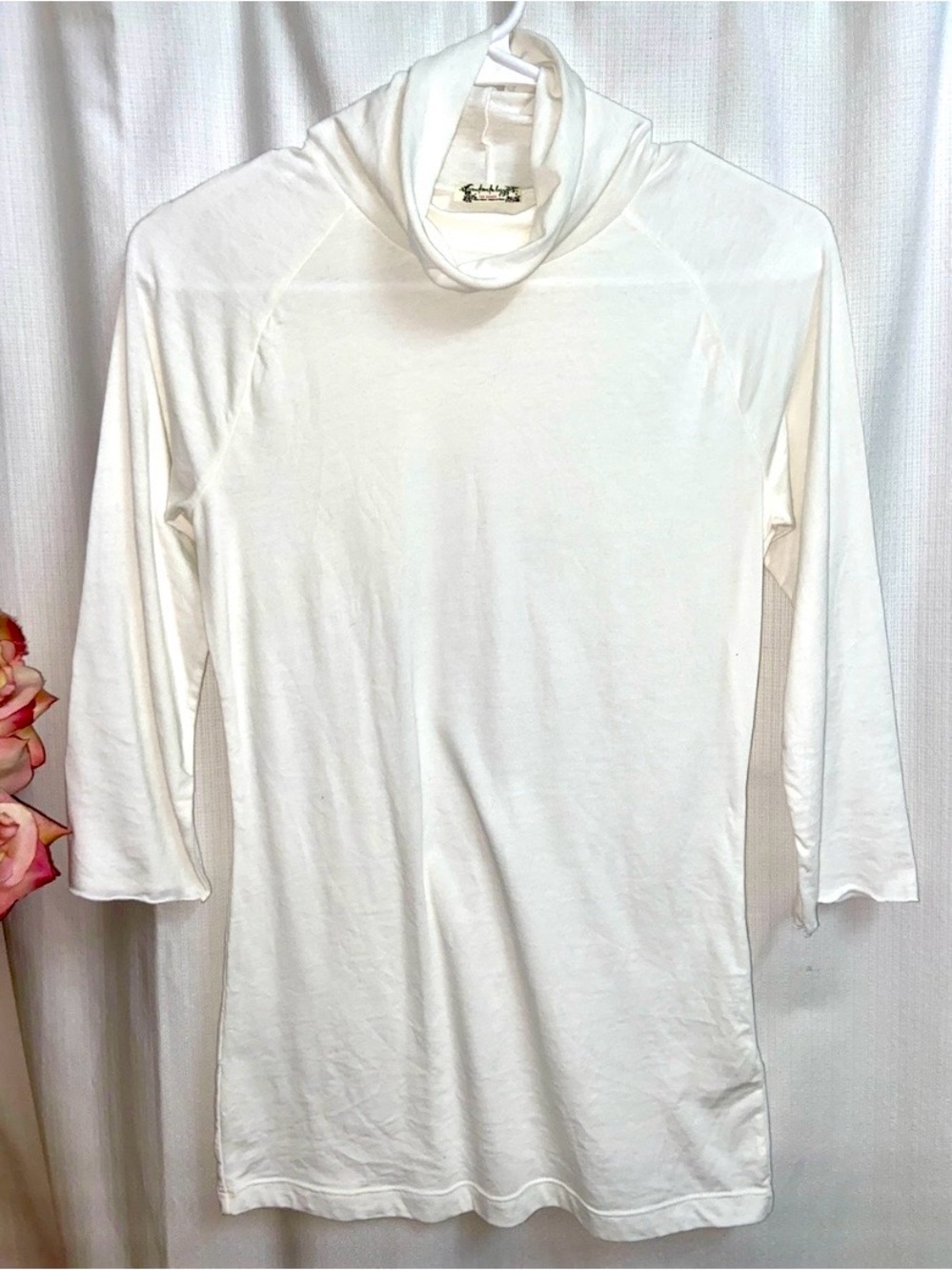 Free People Layering Tee Lightweight Cotton White Turtleneck Top